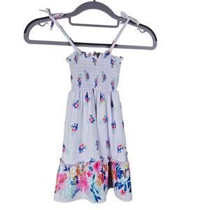 Tommy Bahama Kids Hawiian Pink Blue Floral Tierd Hem Smocking Strappy Dress 3T